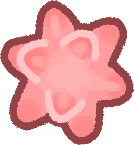 a peach 3d-looking star fragment from animal crossing. it comes to 9 visible points
